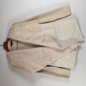 On 12th Faux Fur Suede‎ Shearling Women's Knit Jacket Cardigan S